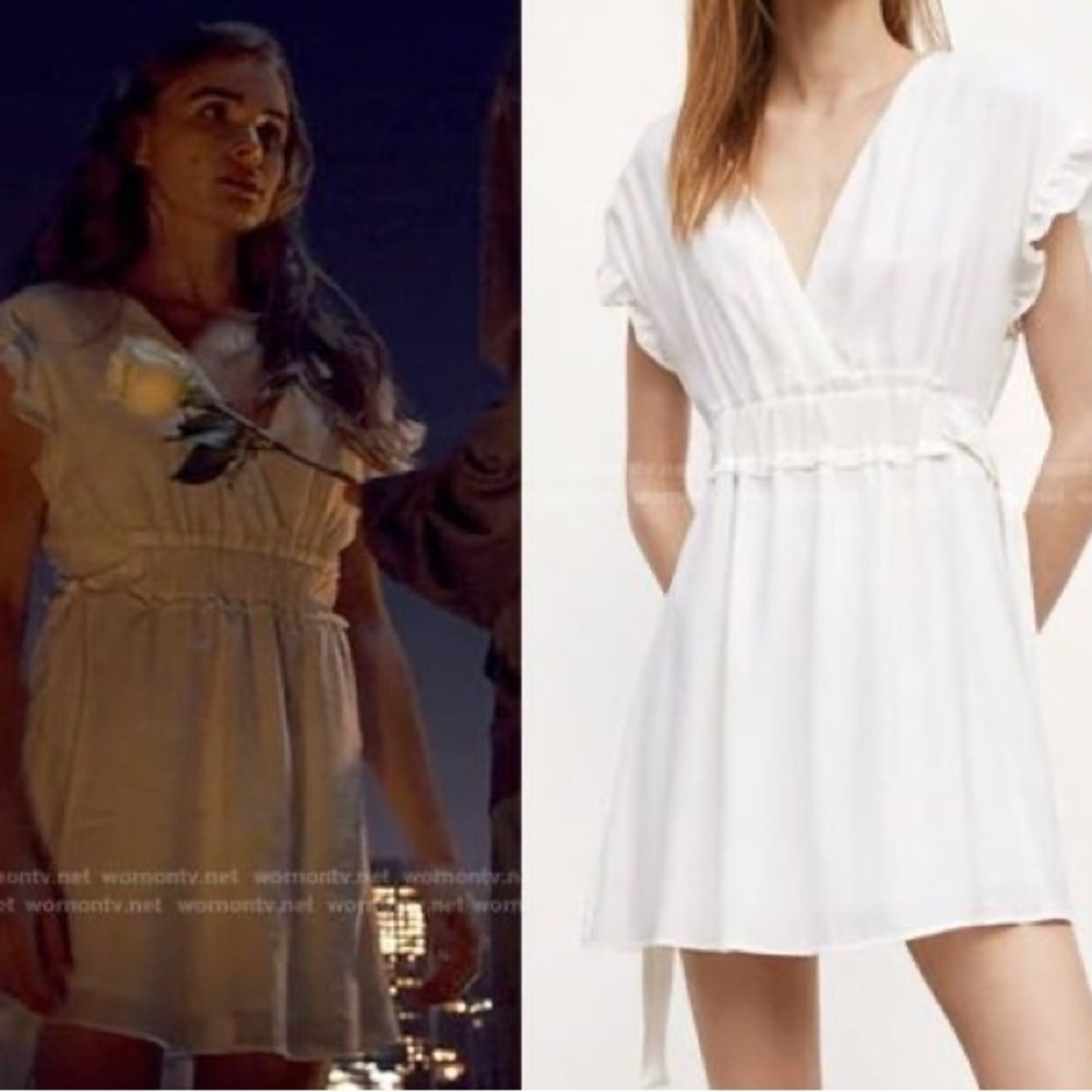Zara White Ruffle Dress - Picture 7 of 9